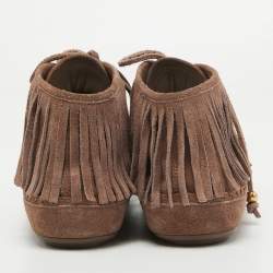 Louis Vuitton Brown Suede Fringe Details High Sneakers Size 39