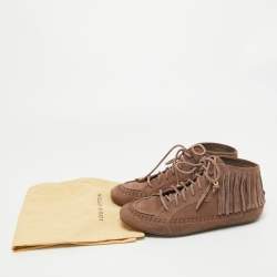 Louis Vuitton Brown Suede Fringe Details High Sneakers Size 39