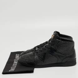 Louis Vuitton Black Leather Studded Mid Top Sneakers Size 39