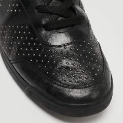 Louis Vuitton Black Leather Studded Mid Top Sneakers Size 39