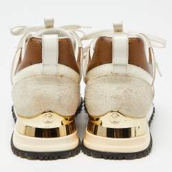 Louis Vuitton White Mesh, Leather and Monogram Canvas Run Away Sneakers Size 36