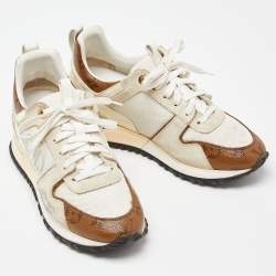Louis Vuitton White Mesh, Leather and Monogram Canvas Run Away Sneakers Size 36