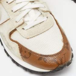 Louis Vuitton White Mesh, Leather and Monogram Canvas Run Away Sneakers Size 36
