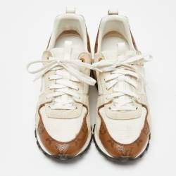 Louis Vuitton White Mesh, Leather and Monogram Canvas Run Away Sneakers Size 36
