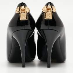 Pre Owned Louis Vuitton Black  Patent Lock It  Pumps Size 38