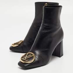 Louis Vuitton Black Leather Madeleine Block Heel Ankle Boots Size 37