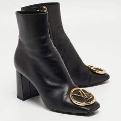 Louis Vuitton Black Leather Madeleine Block Heel Ankle Boots Size 37