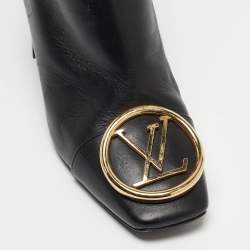 Louis Vuitton Black Leather Madeleine Block Heel Ankle Boots Size 37