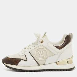 Louis Vuitton White/Monogram Canvas and Leather Run Away  Sneakers Size 36