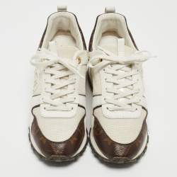 Louis Vuitton White/Monogram Canvas and Leather Run Away  Sneakers Size 36