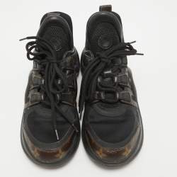 مملوكة مسبقًا Louis Vuitton Black/Brown Monogram Canvas And Fabric Archlight High Top Sneakers Size 37.5