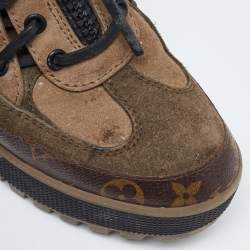 Louis Vuitton Beige Monogram Canvas and Suede Laureate Desert Boots Size 36