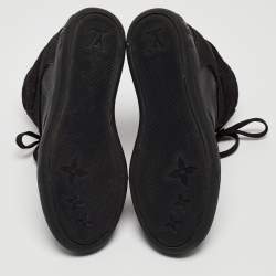 Louis Vuitton Black Leather and Monogram Suede Cliff Wedge Sneakers Size 37