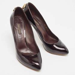 Louis Vuitton Dark Burgundy Patent Leather Lock It Pumps Size 37