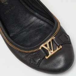 Louis Vuitton Black Leather Ballet Flats Size 39