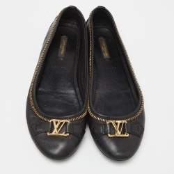 Louis Vuitton Black Leather Ballet Flats Size 39