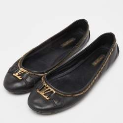 Louis Vuitton Black Leather Ballet Flats Size 39