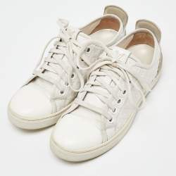 Louis Vuitton White Monogram Leather and Suede Low Top Sneakers Size 35