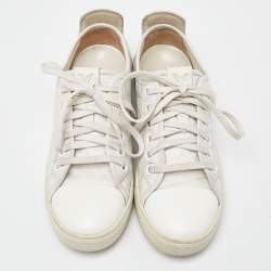 Louis Vuitton White Monogram Leather and Suede Low Top Sneakers Size 35