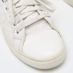 Louis Vuitton White Monogram Leather and Suede Low Top Sneakers Size 35