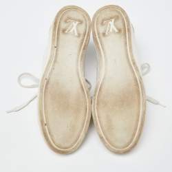 Louis Vuitton White Monogram Leather and Suede Low Top Sneakers Size 35