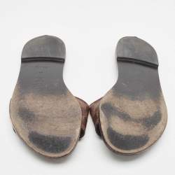Louis Vuitton Brown Monogram Canvas Lock It  Flat Slides Size 41