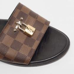Louis Vuitton Brown Monogram Canvas Lock It  Flat Slides Size 41