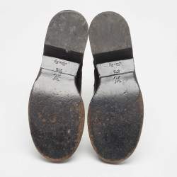 Pre Owned Louis Vuitton Black/Green Canvas and Leather Wonderland Flat Ranger Boots Size 37.5
