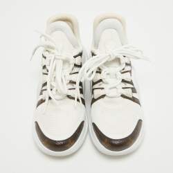 Pre Owned Louis Vuitton White Mesh and Monogram Canvas Archlight Sneakers Size 37.5