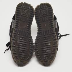 Louis Vuitton Black/Brown Mesh and Monogram Canvas Run Away Sneakers Size 36