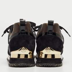 Louis Vuitton Black/Brown Mesh and Monogram Canvas Run Away Sneakers Size 36