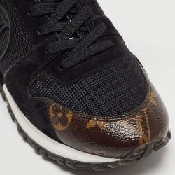Louis Vuitton Black/Brown Mesh and Monogram Canvas Run Away Sneakers Size 36