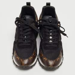 Louis Vuitton Black/Brown Mesh and Monogram Canvas Run Away Sneakers Size 36