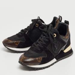 Louis Vuitton Black/Brown Mesh and Monogram Canvas Run Away Sneakers Size 36