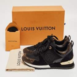 Louis Vuitton Black/Brown Mesh and Monogram Canvas Run Away Sneakers Size 36