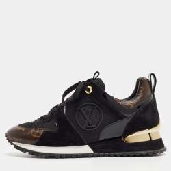 Louis Vuitton Black/Brown Mesh and Monogram Canvas Run Away Sneakers Size 36