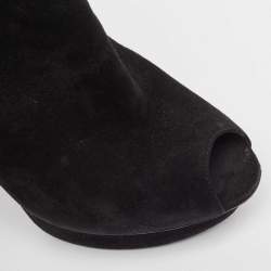 Louis Vuitton Black Suede Peep Toe Ankle Boots Size 37 