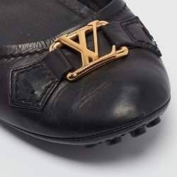 Pre Owned Louis Vuitton Black Leather Oxford Ballet Flats Size 38.5