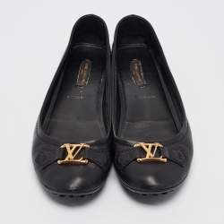 Pre Owned Louis Vuitton Black Leather Oxford Ballet Flats Size 38.5
