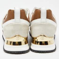 Louis Vuitton Off White Mesh, Suede and Monogram Canvas Run Away Sneakers Size 38.5