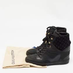 Louis Vuitton Black Nubuck and Suede Millenium Wedge Sneakers Size 37