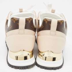 Louis Vuitton White/Brown Mesh and Monogram Canvas Run Away Sneakers Size 40