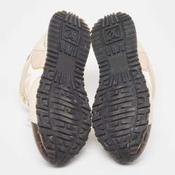Louis Vuitton White/Brown Mesh and Monogram Canvas Run Away Sneakers Size 40