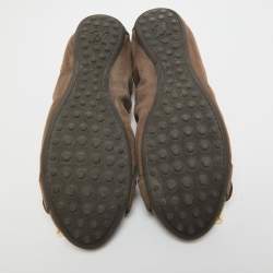 Louis Vuitton Brown Glitter Nubuck and Monogram Canvas Lucky Ballet Flats Size 36.5