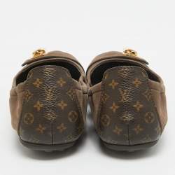 Louis Vuitton Brown Glitter Nubuck and Monogram Canvas Lucky Ballet Flats Size 36.5