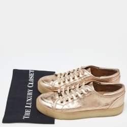 Louis Vuitton Gold Monogram Leather Sneakers Size 39