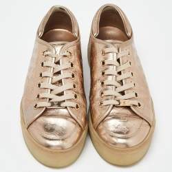 Louis Vuitton Gold Monogram Leather Sneakers Size 39
