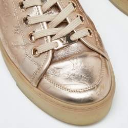 Louis Vuitton Gold Monogram Leather Sneakers Size 39