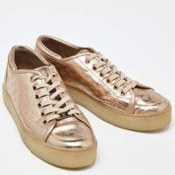 Louis Vuitton Gold Monogram Leather Sneakers Size 39