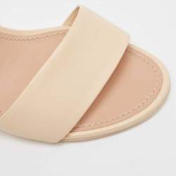 Pre Owned Louis Vuitton Beige Leather Ankle Tie Sandals Size 37